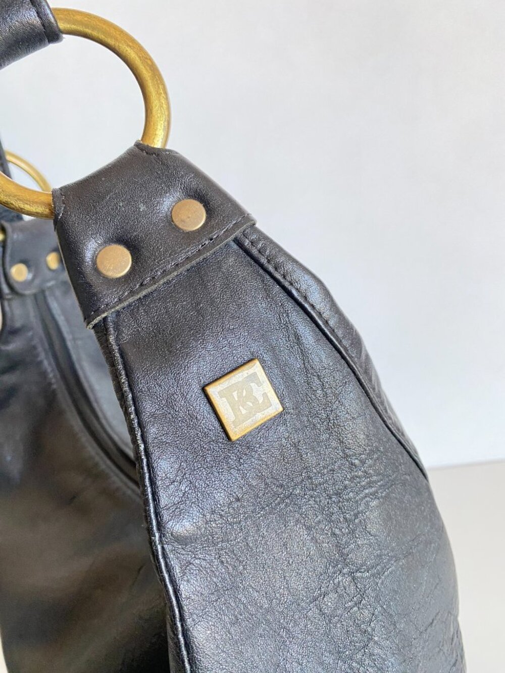 Vintage BC Black Convertible Leather Hobo Bag Shoulder, Backpack Boho - Picture 2 of 15